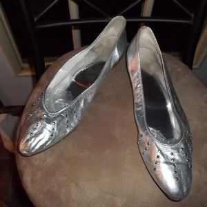 Leather Pointy Toe Ballet Flats, 7N